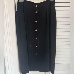 Vintage CHANEL Black Skirt with Gold Buttons